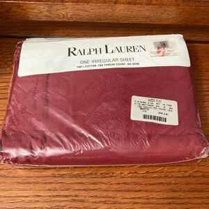 Vintage Ralph Lauren Burgundy Queen Flat Sheet (irregular)  90” x 102” New